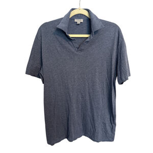 Cos Cotton Polo Tshirt Slate Blue Johnny Collar Size L